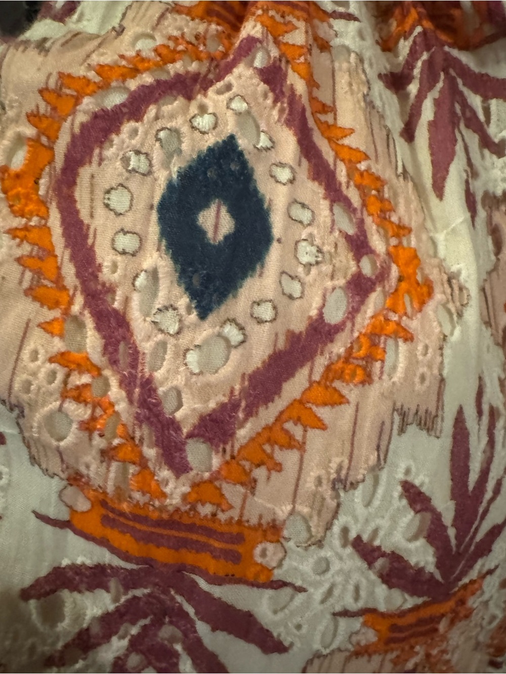 Sundance Sleeveless Cream Maxi Dress with Orange & Purple Geometric Print XL - Picture 9 of 9